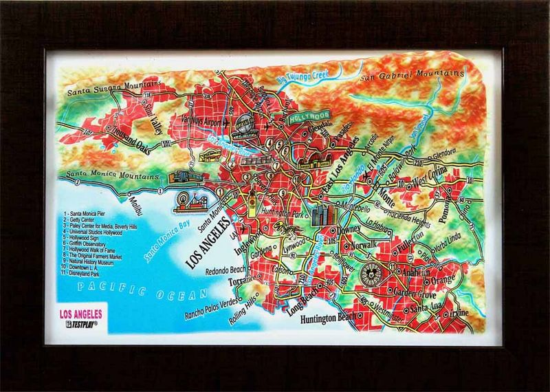 3d relief los angeles souvenir map decor testplay 3d magnet fridge