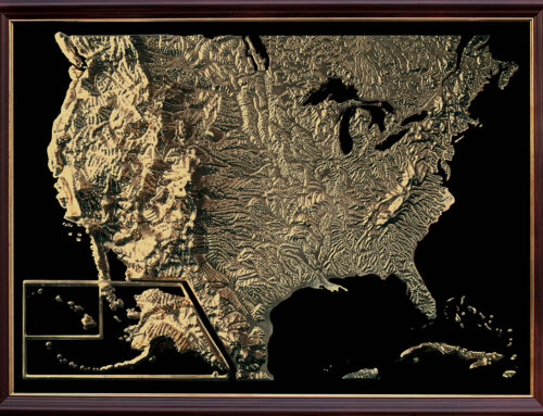 Decorative USA 3D Map Black & Gold